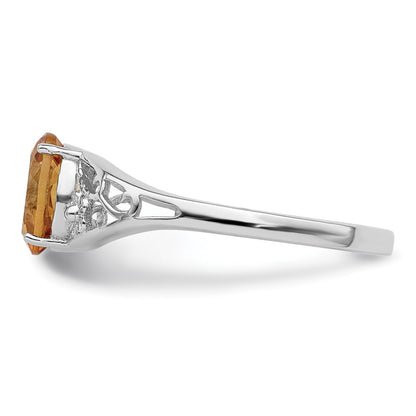Sterling Silver Rhodium Citrine Ring