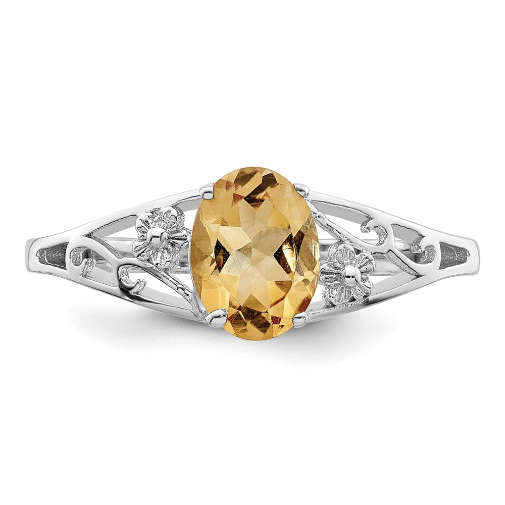Sterling Silver Rhodium Citrine Ring