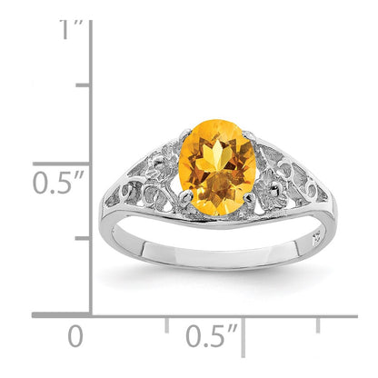 Sterling Silver Rhodium Citrine Ring