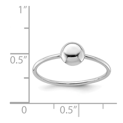 Sterling Silver Rhodium Plated Polished Bead Ring