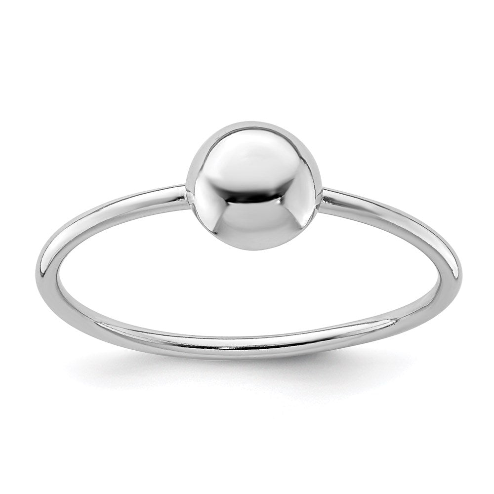 Sterling Silver Rhodium Plated Polished Bead Ring