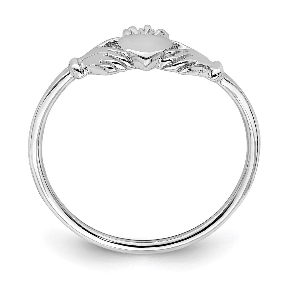 Sterling Silver Rhodium Plated Claddagh Ring
