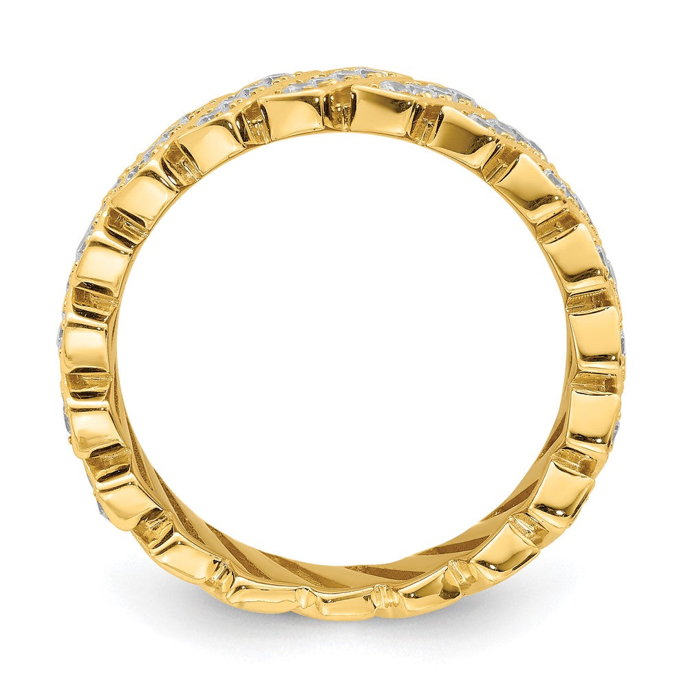 Sterling Silver Gold Tone Slanted Cz Band