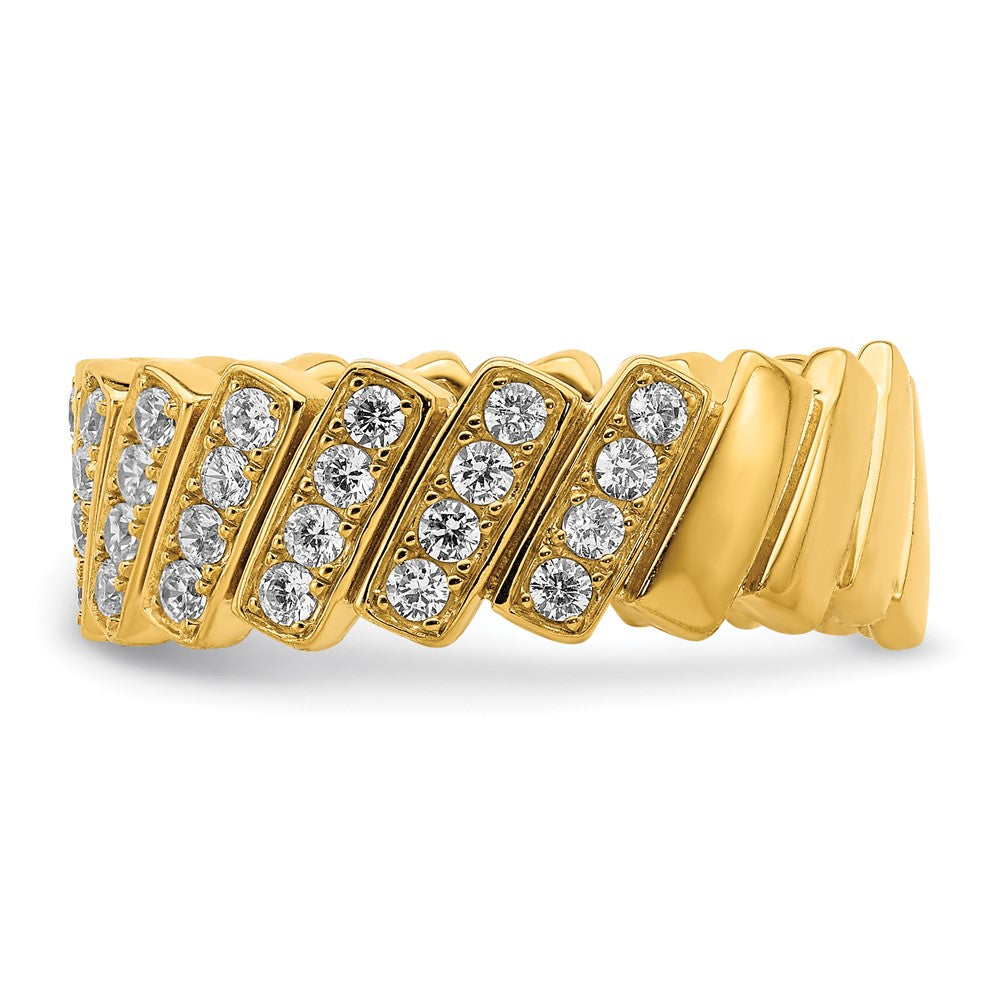 Sterling Silver Gold Tone Slanted Cz Band