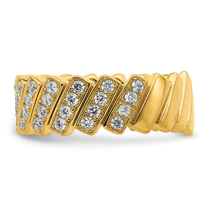 Sterling Silver Gold Tone Slanted Cz Band