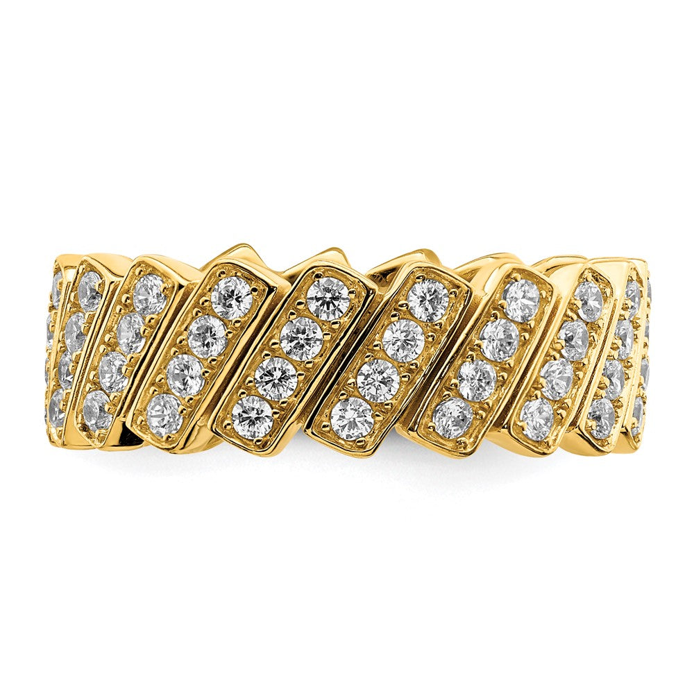 Sterling Silver Gold Tone Slanted Cz Band