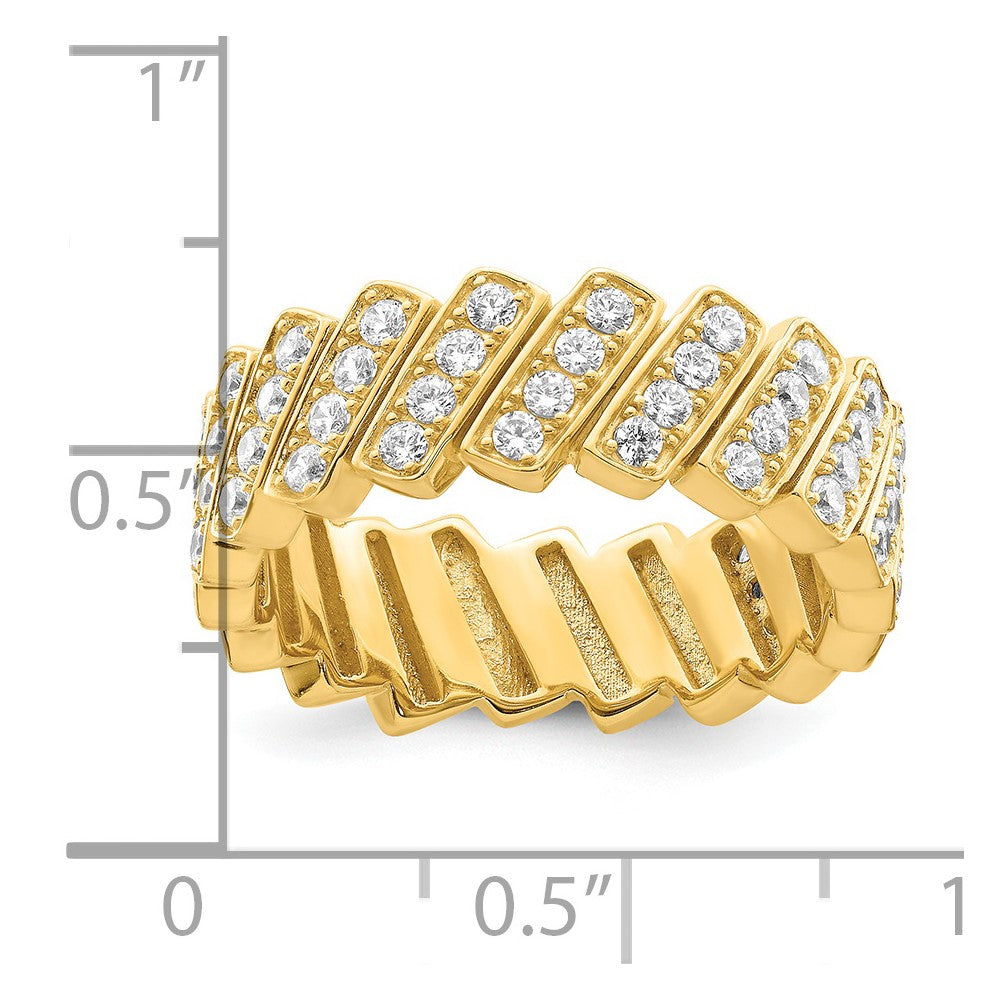 Sterling Silver Gold Tone Slanted Cz Band