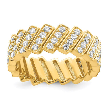Sterling Silver Gold Tone Slanted Cz Band