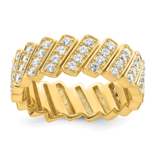 Sterling Silver Gold Tone Slanted Cz Band