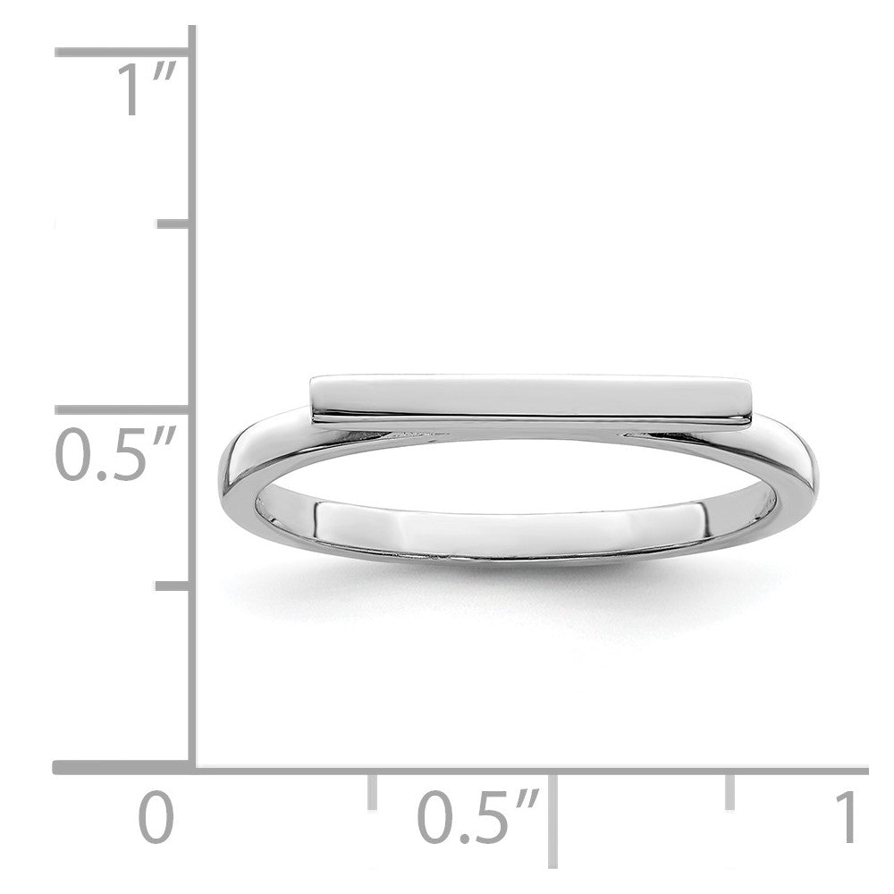 Sterling Silver Rhodium Plated Polished Bar Ring