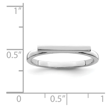 Sterling Silver Rhodium Plated Polished Bar Ring