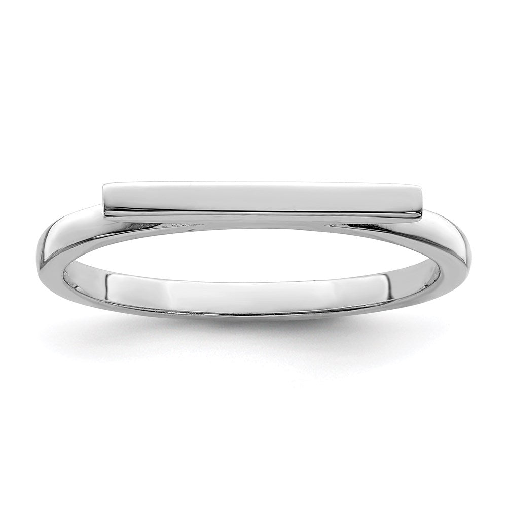 Sterling Silver Rhodium Plated Polished Bar Ring