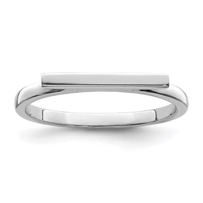 Sterling Silver Rhodium Plated Polished Bar Ring