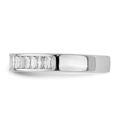 Sterling Silver Rhodium Plated Cz Ring