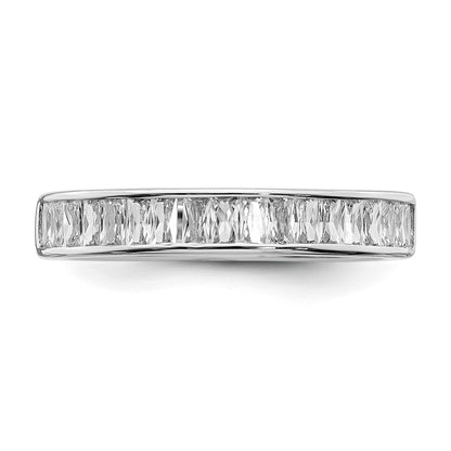 Sterling Silver Rhodium Plated Cz Ring