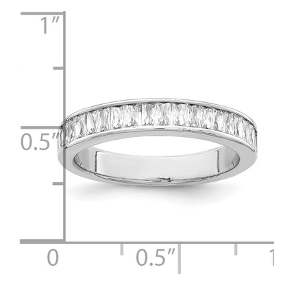 Sterling Silver Rhodium Plated Cz Ring