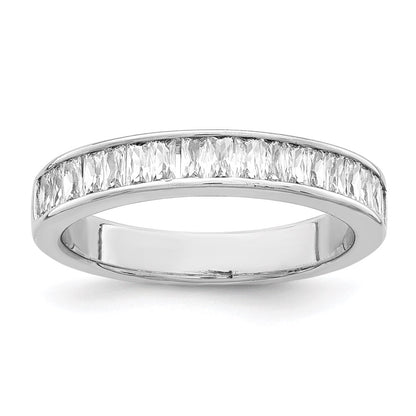 Sterling Silver Rhodium Plated Cz Ring
