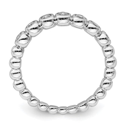 Sterling Silver Rhodium Plated Cz Ring