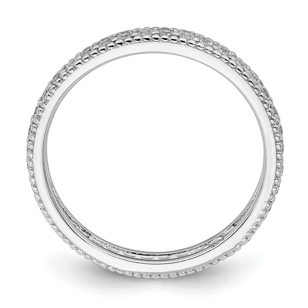 Sterling Silver Rhodium Plated Cz Ring