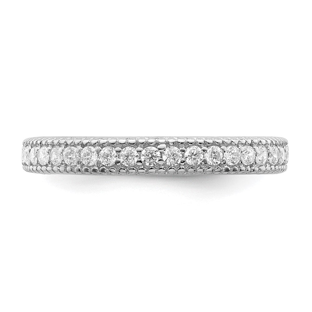 Sterling Silver Rhodium Plated Cz Ring