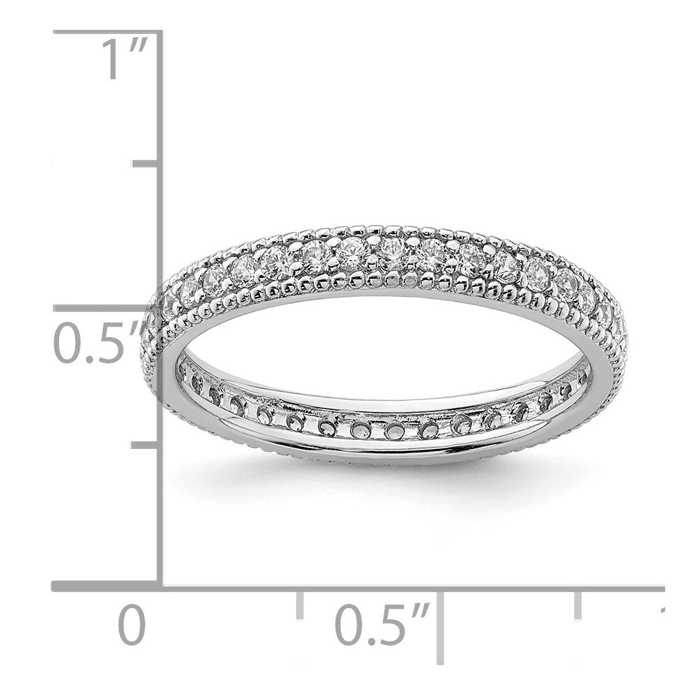 Sterling Silver Rhodium Plated Cz Ring