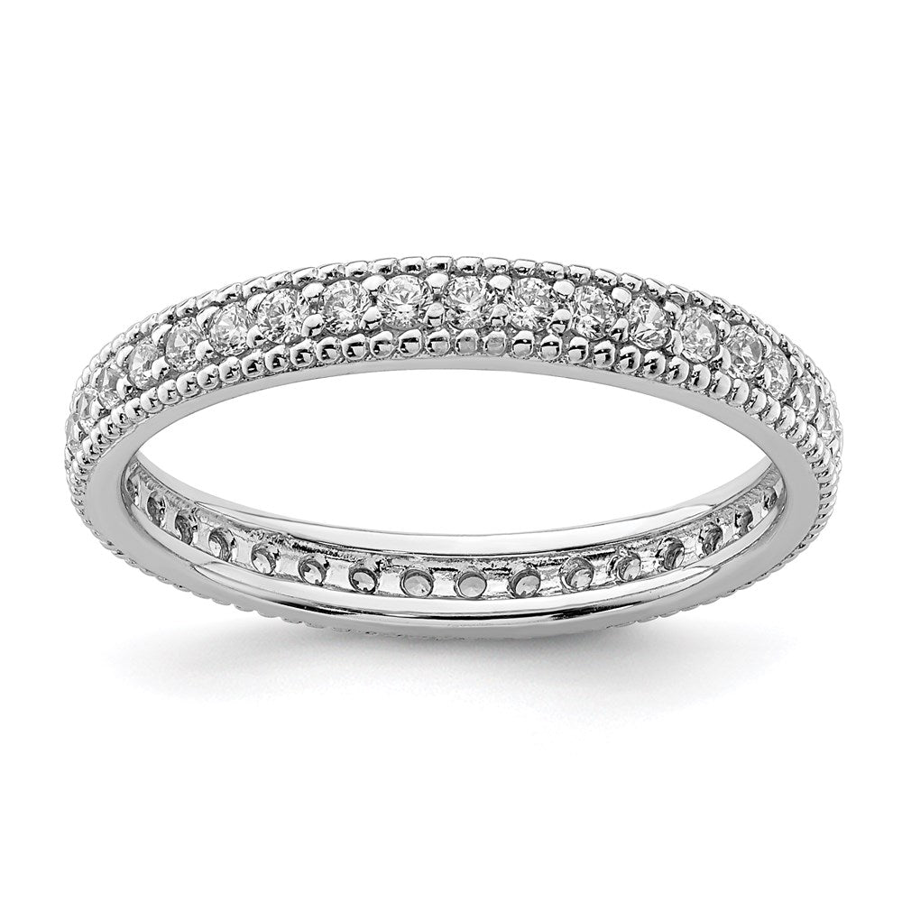 Sterling Silver Rhodium Plated Cz Ring
