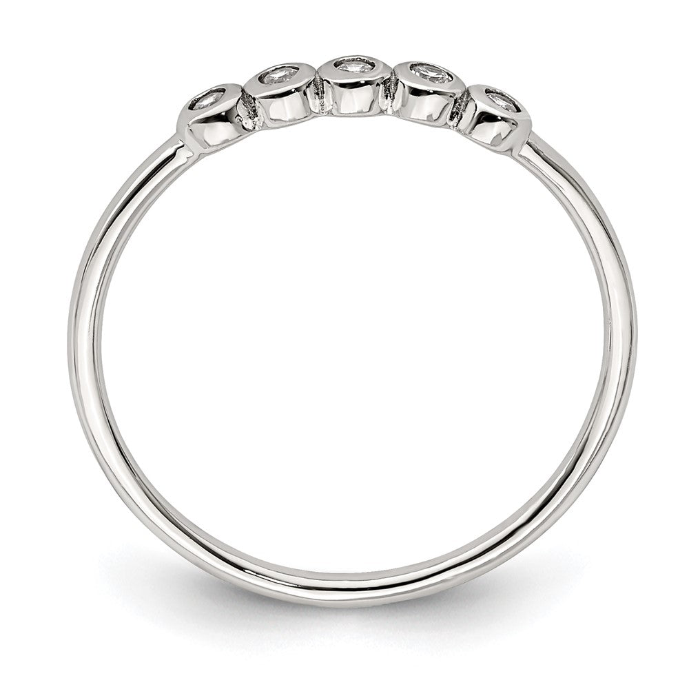 Sterling Silver Rhodium Plated 5 Bezel Cz Ring