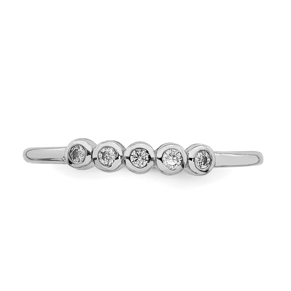 Sterling Silver Rhodium Plated 5 Bezel Cz Ring