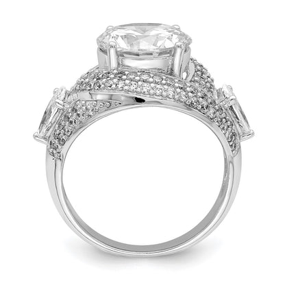 Sterling Silver Rhod Plated Cz Ring