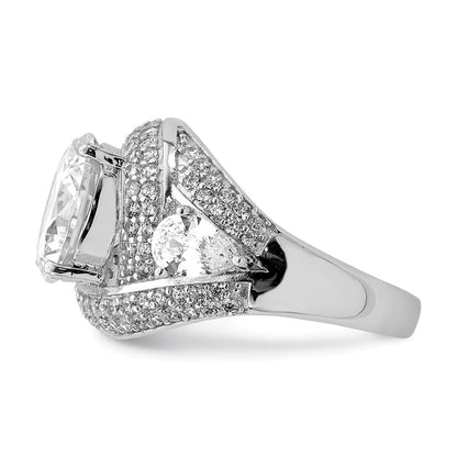 Sterling Silver Rhod Plated Cz Ring
