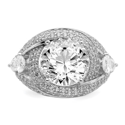 Sterling Silver Rhod Plated Cz Ring