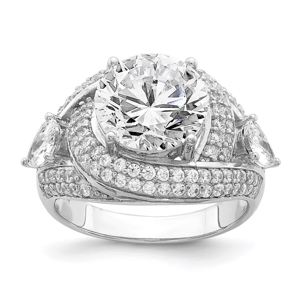 Sterling Silver Rhod Plated Cz Ring