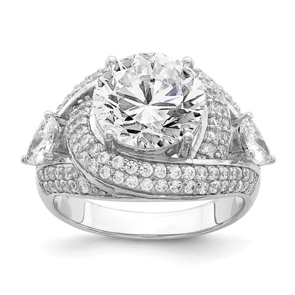 Sterling Silver Rhod Plated Cz Ring