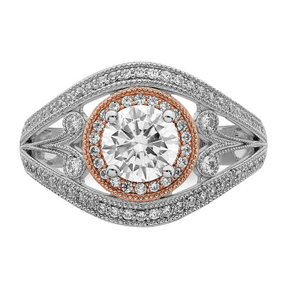 Sterling Silver Rhodium Plated & Rose Tone Cz Ring
