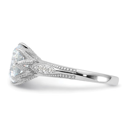 Sterling Silver Rhodium Plated 9mm Cz Ring