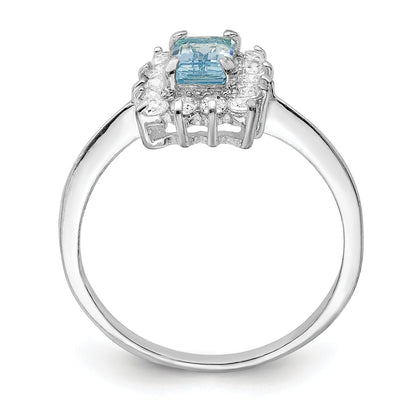 Sterling Silver Rhodium Blue Topaz Ring (Size 8 Only)