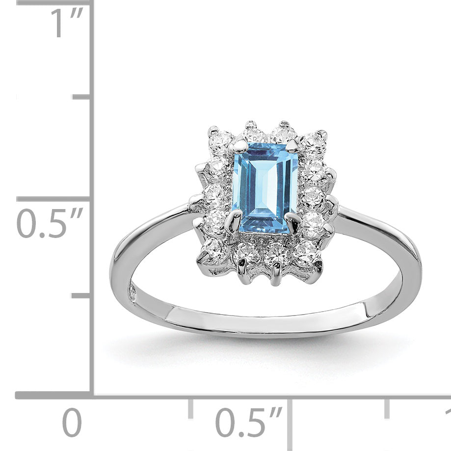 Sterling Silver Rhodium Blue Topaz Ring (Size 8 Only)