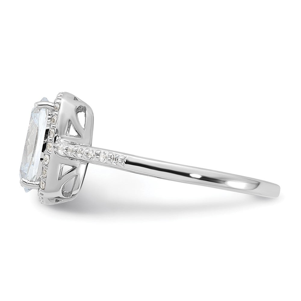 Sterling Silver Rhodium Plated 9X7 Cushion Cz Ring