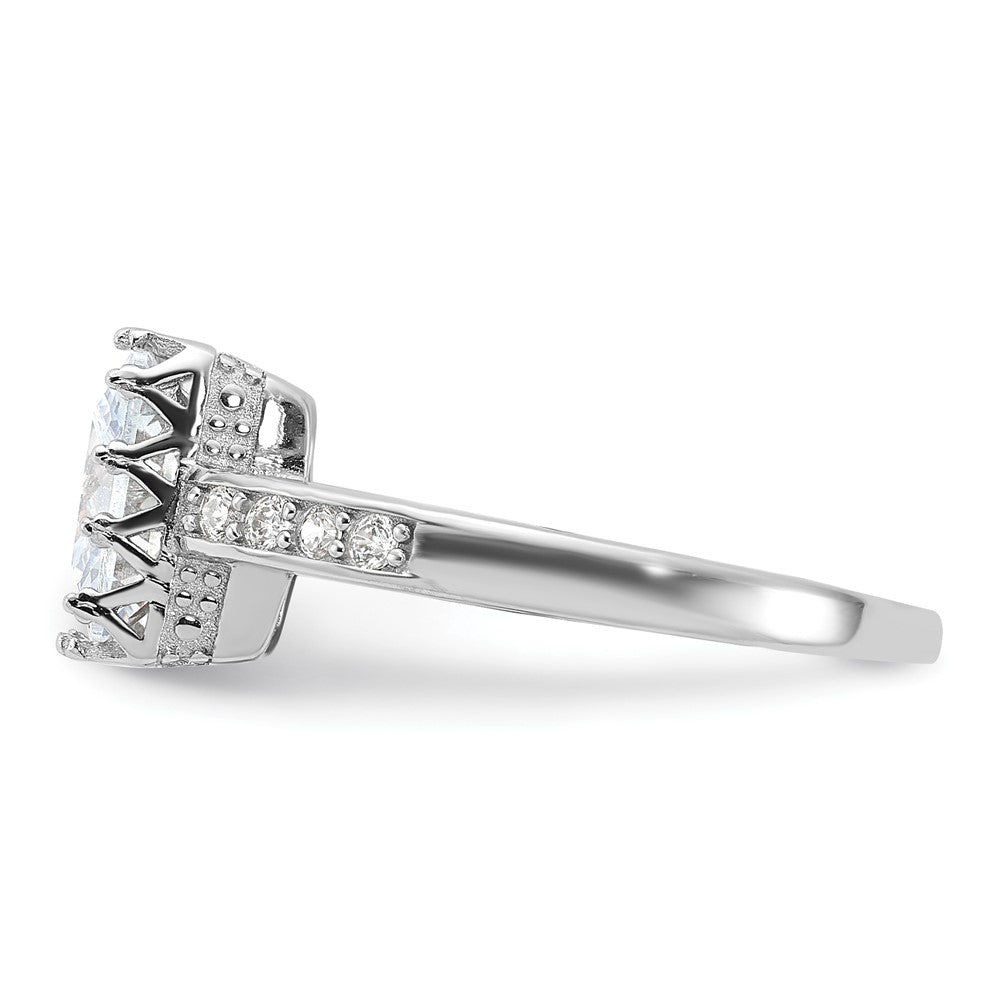 Sterling Silver Rhodium Plated Polished Cz Ring
