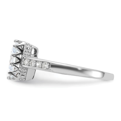 Sterling Silver Rhodium Plated Polished Cz Ring