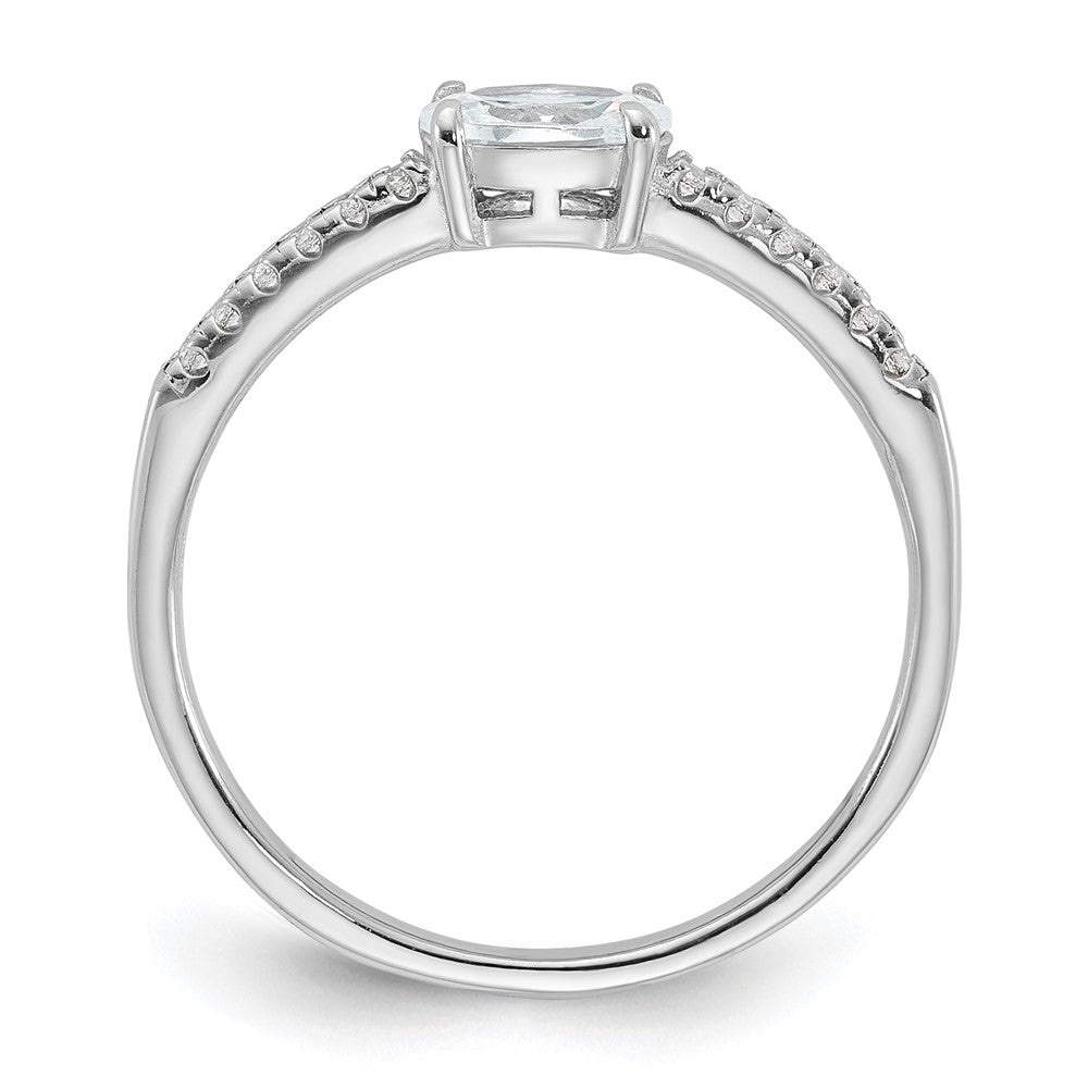 Sterling Silver Rhodium Plated Oval Cz Ring