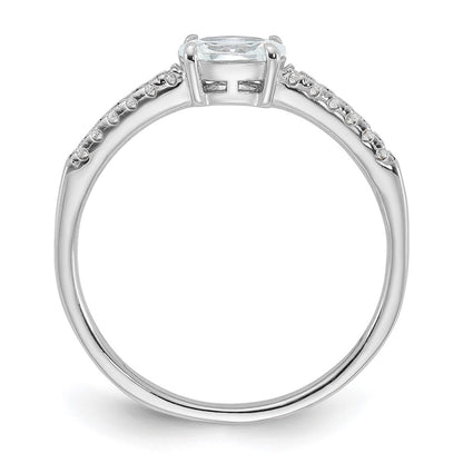 Sterling Silver Rhodium Plated Oval Cz Ring