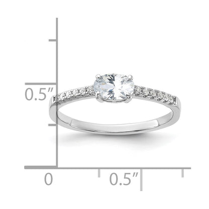 Sterling Silver Rhodium Plated Oval Cz Ring