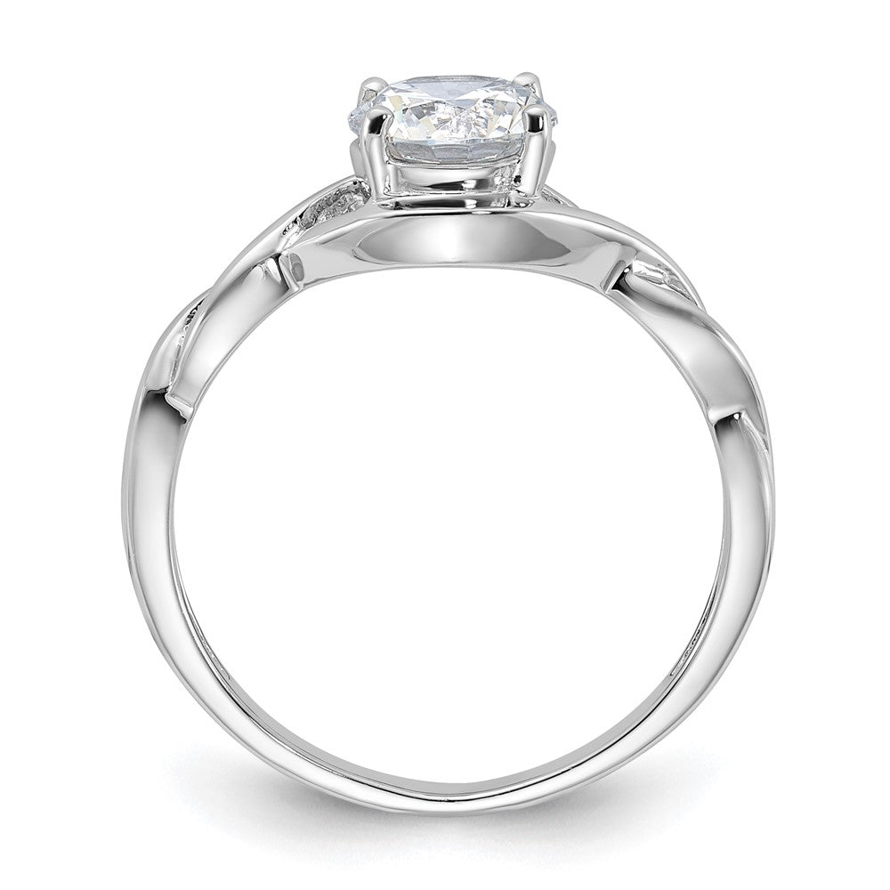 Sterling Silver Rhodium Plated 6.5mm Cz Twisted Ring