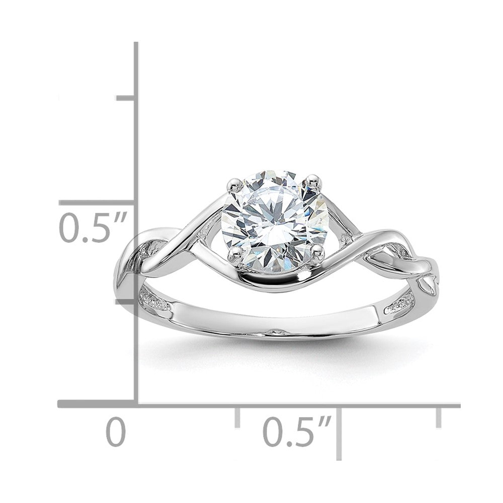 Sterling Silver Rhodium Plated 6.5mm Cz Twisted Ring