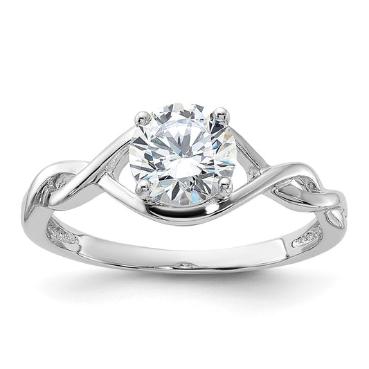 Sterling Silver Rhodium Plated 6.5mm Cz Twisted Ring