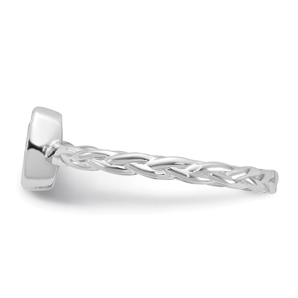 Sterling Silver Rhodium Plated Cz Braided Ring