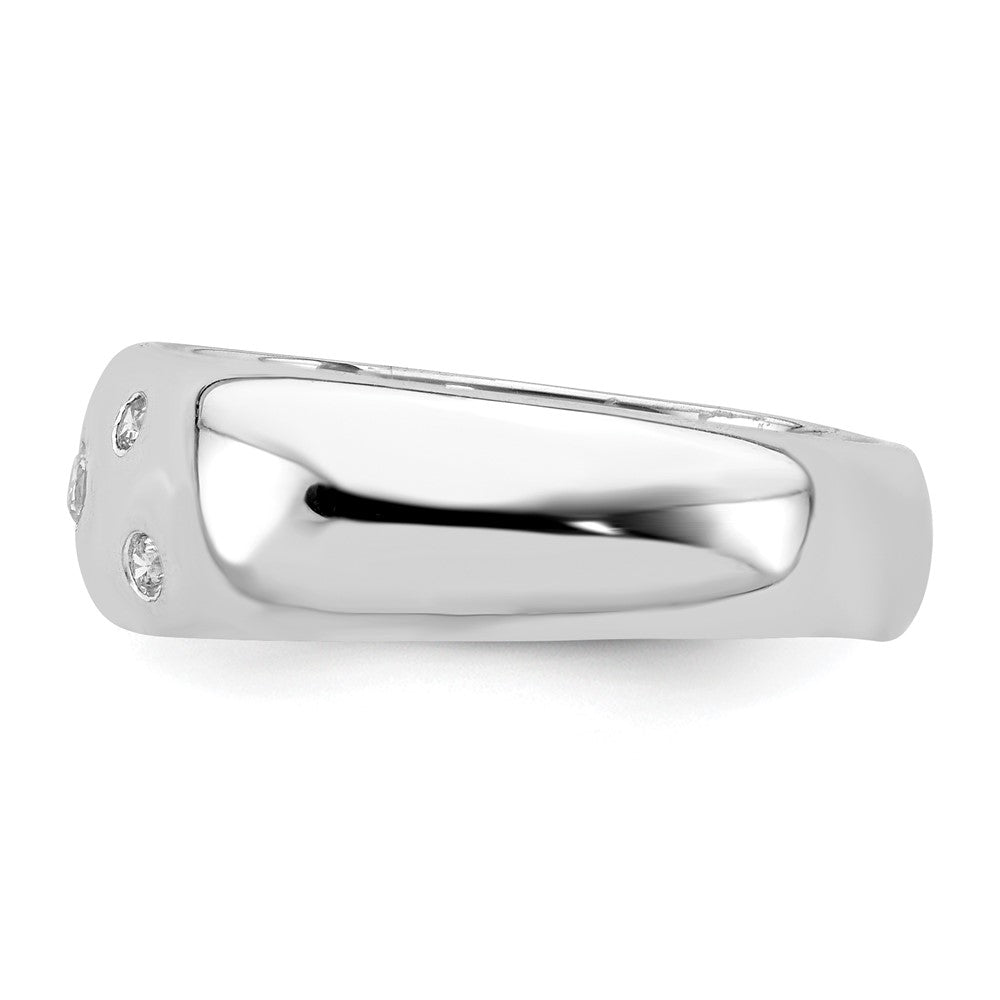 Sterling Silver Rhodium Plated Cz Ring