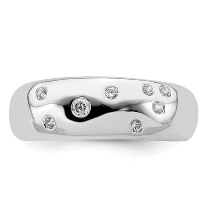Sterling Silver Rhodium Plated Cz Ring