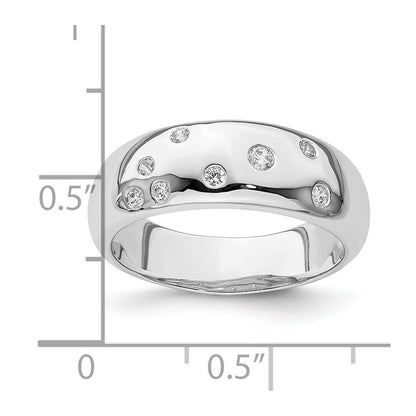 Sterling Silver Rhodium Plated Cz Ring